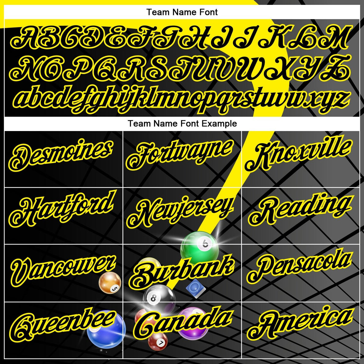 Custom Black-Light Yellow Billiard Balls Performance Polo Shirt photo 3