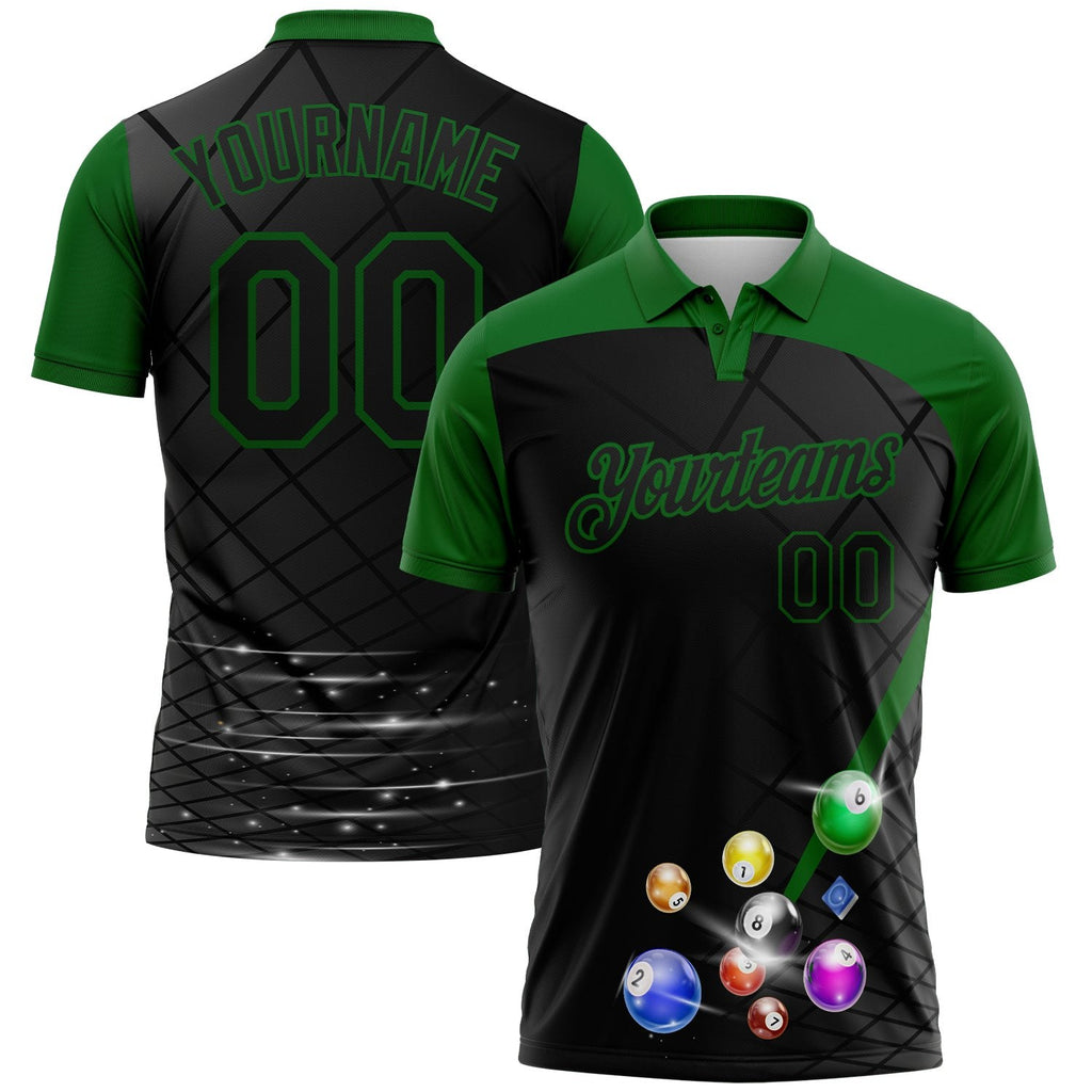 Custom Black-Grass Green Billiard Balls Performance Polo Shirt photo 1