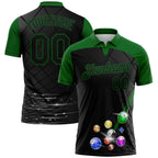 Custom Black-Grass Green Billiard Balls Performance Polo Shirt photo 1