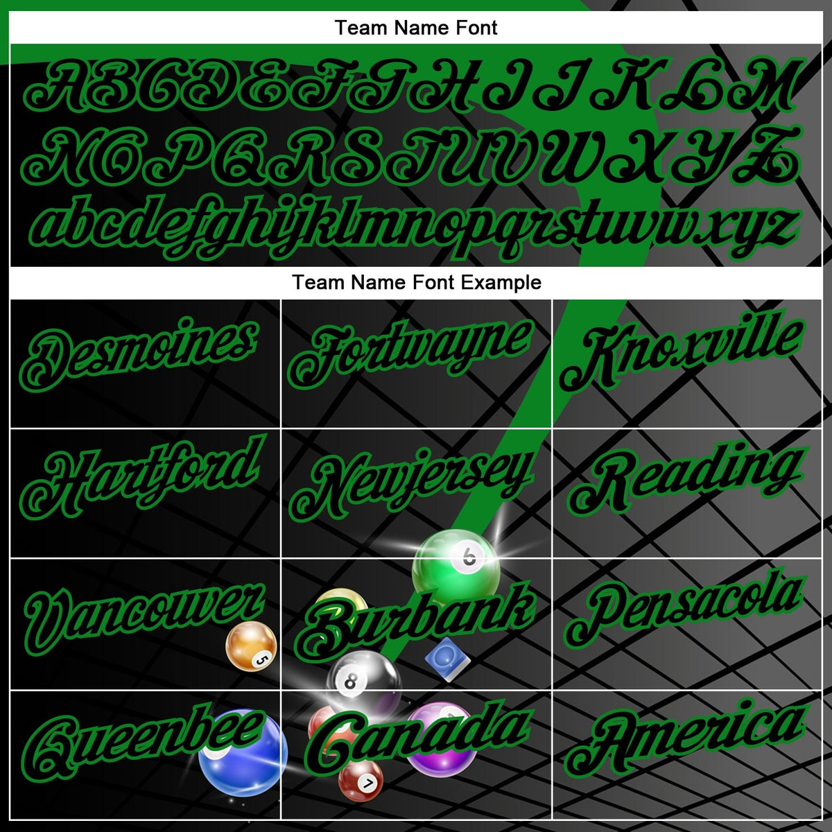 Custom Black-Grass Green Billiard Balls Performance Polo Shirt photo 4
