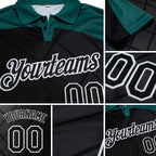 Custom Black Midnight Green-White Billiard Balls Performance Polo Shirt detail