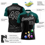 Custom Black Midnight Green-White Billiard Balls Performance Polo Shirt photo 3