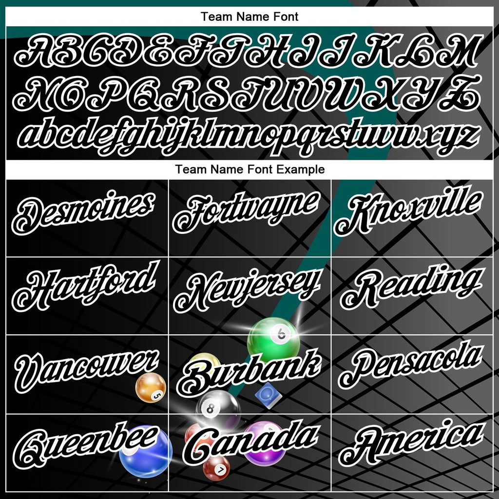 Custom Black Midnight Green-White Billiard Balls Performance Polo Shirt photo 4