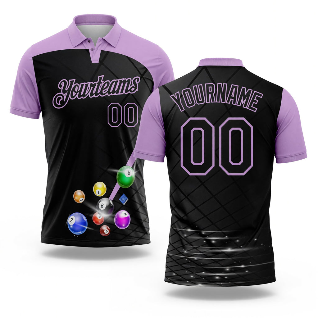 Custom Black-Light Purple Billiard Balls Performance Polo Shirt
