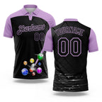 Custom Black-Light Purple Billiard Balls Performance Polo Shirt