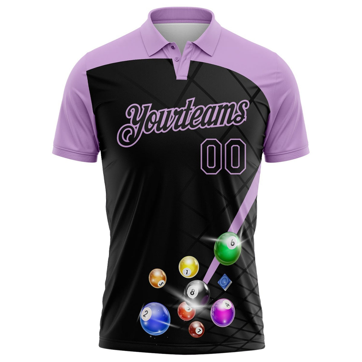 Custom Black-Light Purple Billiard Balls Performance Polo Shirt photo 2