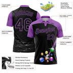 Custom Black-Medium Purple Billiard Balls Performance Polo Shirt photo 3