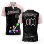 Custom Black-Light Pink Billiard Balls Performance Polo Shirt