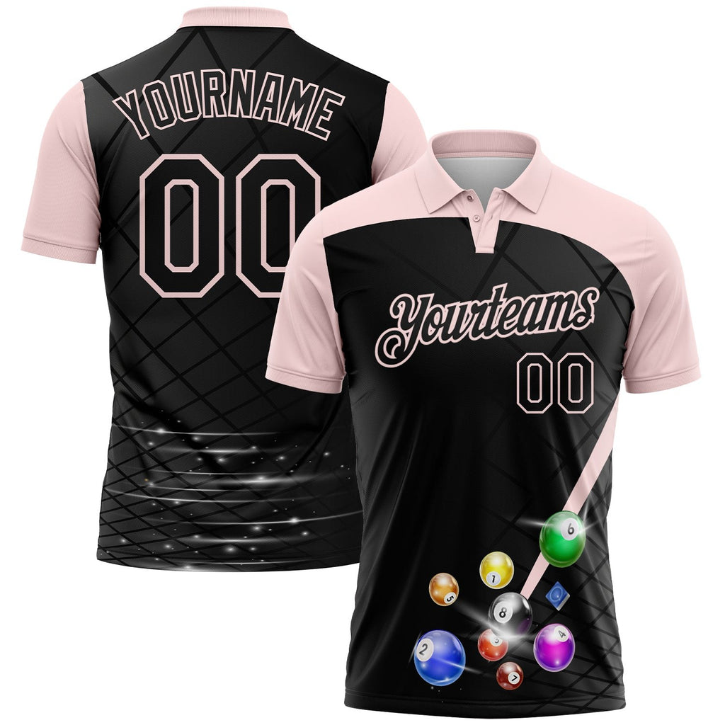 Custom Black-Light Pink Billiard Balls Performance Polo Shirt photo 1