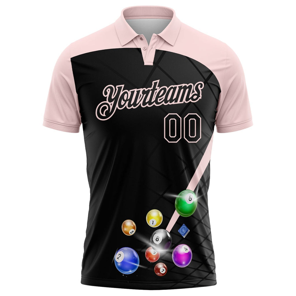 Custom Black-Light Pink Billiard Balls Performance Polo Shirt photo 2