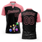 Custom Black-Medium Pink Billiard Balls Performance Polo Shirt