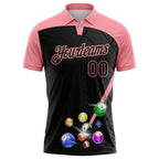 Custom Black-Medium Pink Billiard Balls Performance Polo Shirt photo 2