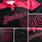 Custom Black-Neon Pink Billiard Balls Performance Polo Shirt detail