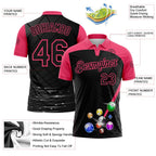 Custom Black-Neon Pink Billiard Balls Performance Polo Shirt photo 3