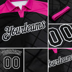 Custom Black Deep Pink-White Billiard Balls Performance Polo Shirt detail