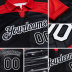 Custom Black Fire Red-White Billiard Balls Performance Polo Shirt detail