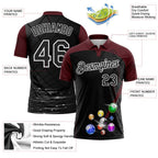 Custom Black Maroon-White Billiard Balls Performance Polo Shirt photo 3