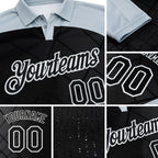 Custom Black Silver-White Billiard Balls Performance Polo Shirt detail