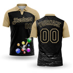 Custom Black-Vegas Gold Billiard Balls Performance Polo Shirt