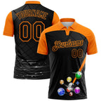 Custom Black-Bay Orange Billiard Balls Geometric Grid Performance Polo Shirt photo 1