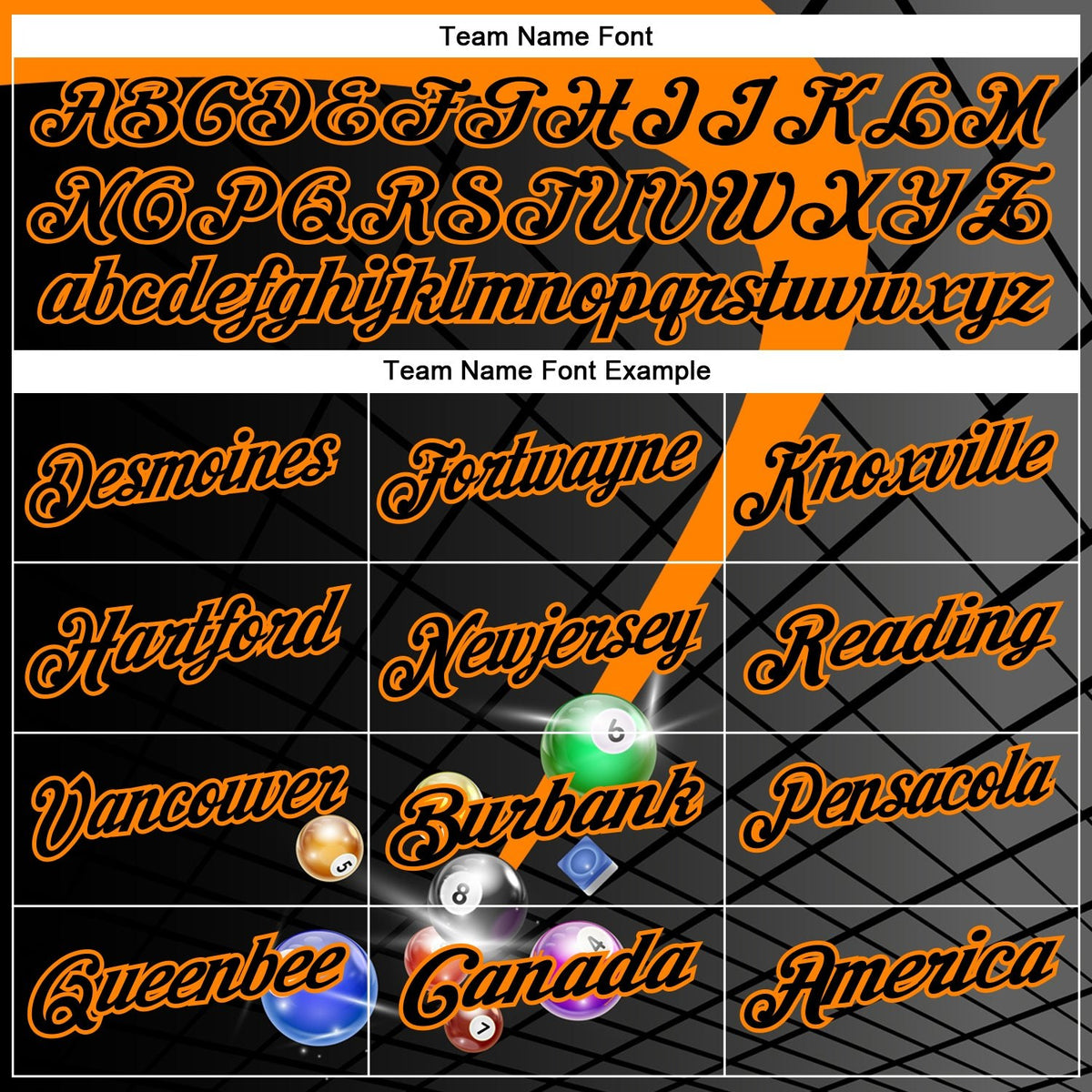 Custom Black-Bay Orange Billiard Balls Geometric Grid Performance Polo Shirt photo 3