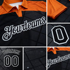 Custom Black Texas Orange-White Billiard Balls Geometric Grid Performance Polo Shirt detail