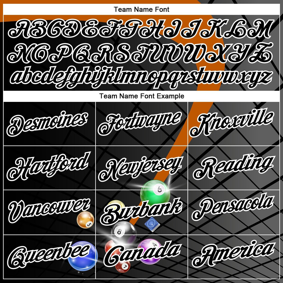 Custom Black Texas Orange-White Billiard Balls Geometric Grid Performance Polo Shirt photo 3