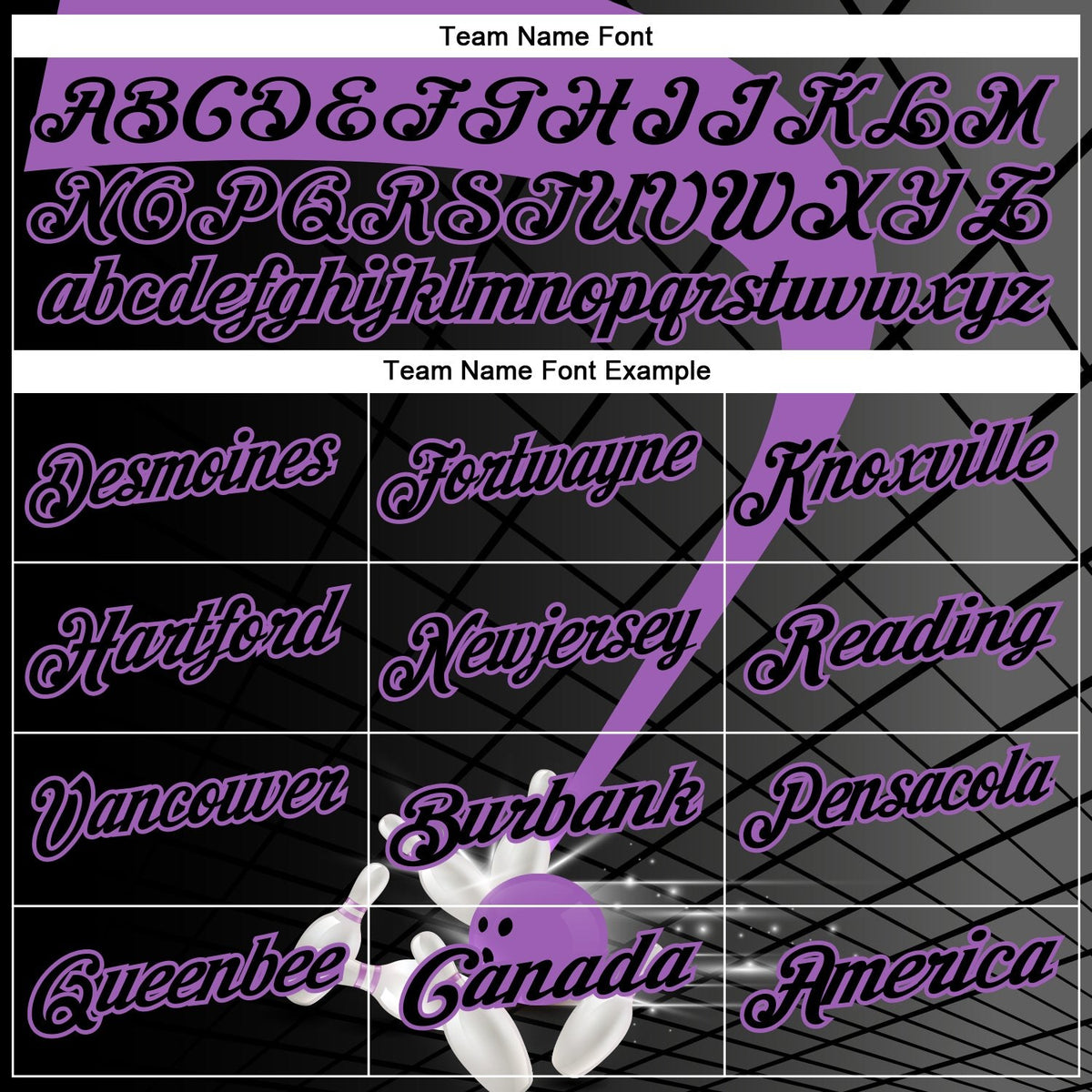 Custom Black-Medium Purple Bowling Geometric Grid Performance Polo Shirt photo 3