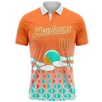 Custom Bay Orange-White Bowling Strike Gradient Geometric Performance Polo Shirt photo 2