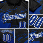 Custom Black Royal-White Fluid Paint Splash Performance Polo Shirt detail