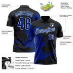 Custom Black Royal-White Fluid Paint Splash Performance Polo Shirt photo 3