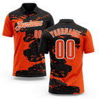 Custom Black Orange-White Fluid Paint Splash Performance Polo Shirt