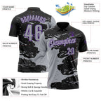 Custom Black Gray-Purple Fluid Paint Splash Performance Polo Shirt photo 3
