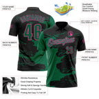 Custom Black Kelly Green-Pink Fluid Paint Splash Performance Polo Shirt photo 3