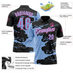 Custom Black Light Blue-Pink Fluid Paint Splash Performance Polo Shirt photo 3
