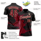 Custom Black Crimson-Cream Fluid Paint Splash Performance Polo Shirt photo 3