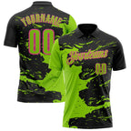 Custom Black Neon Green-Pink Fluid Paint Splash Performance Polo Shirt photo 1