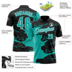 Custom Black Aqua-White Fluid Paint Splash Performance Polo Shirt photo 3