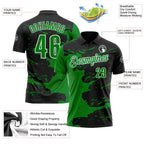 Custom Black Grass Green-White Fluid Paint Splash Performance Polo Shirt photo 3
