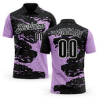 Custom Black Light Purple-White Fluid Paint Splash Performance Polo Shirt