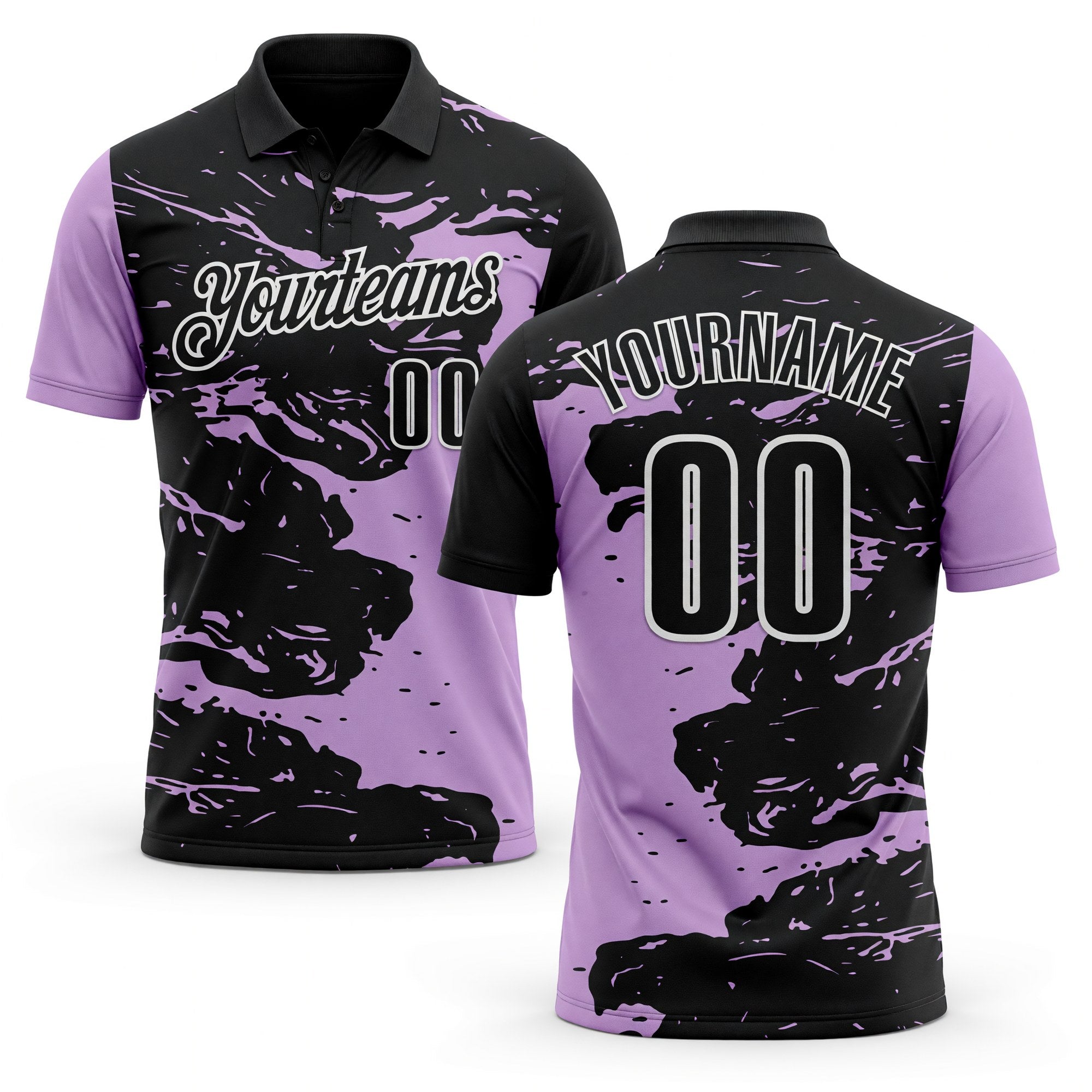 Custom Black Light Purple-White Fluid Paint Splash Performance Polo Shirt