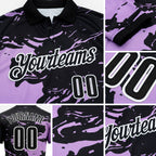 Custom Black Light Purple-White Fluid Paint Splash Performance Polo Shirt detail