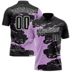Custom Black Light Purple-White Fluid Paint Splash Performance Polo Shirt photo 1