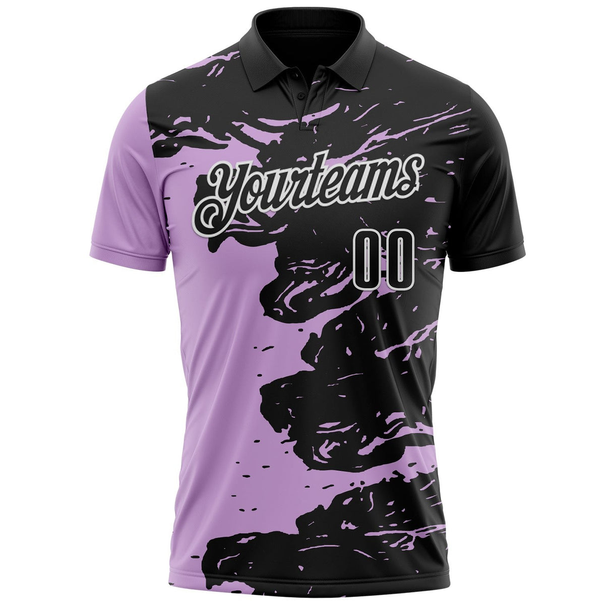 Custom Black Light Purple-White Fluid Paint Splash Performance Polo Shirt photo 2