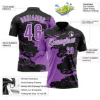 Custom Black Medium Purple-White Fluid Paint Splash Performance Polo Shirt photo 3