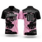 Custom Black Light Pink-White Fluid Paint Splash Performance Polo Shirt
