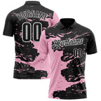 Custom Black Light Pink-White Fluid Paint Splash Performance Polo Shirt photo 1