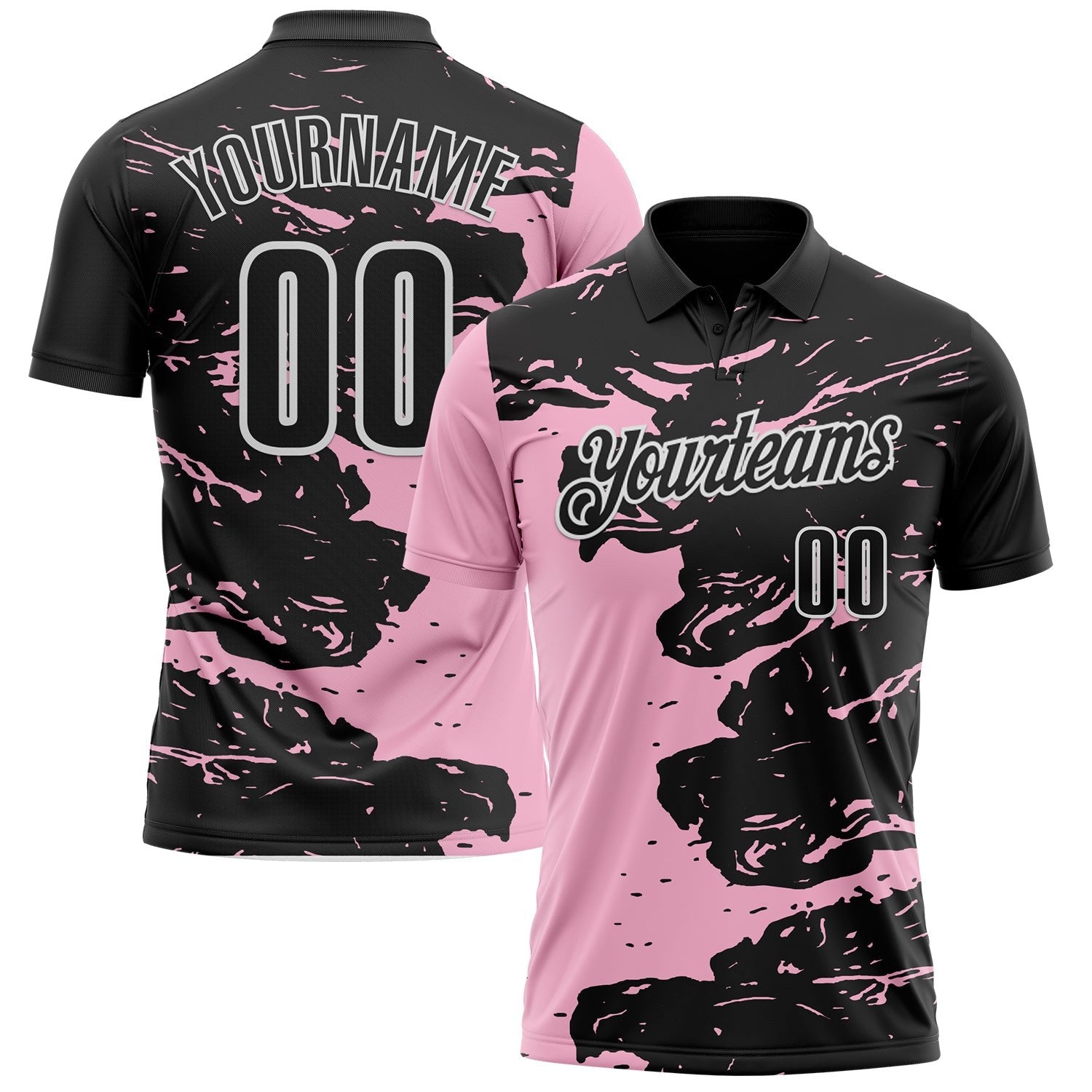 Custom Black Light Pink-White Fluid Paint Splash Performance Polo Shirt photo 1