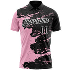Custom Black Light Pink-White Fluid Paint Splash Performance Polo Shirt photo 2