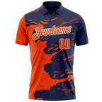 Custom Navy Orange-White Fluid Paint Splash Performance Polo Shirt photo 2